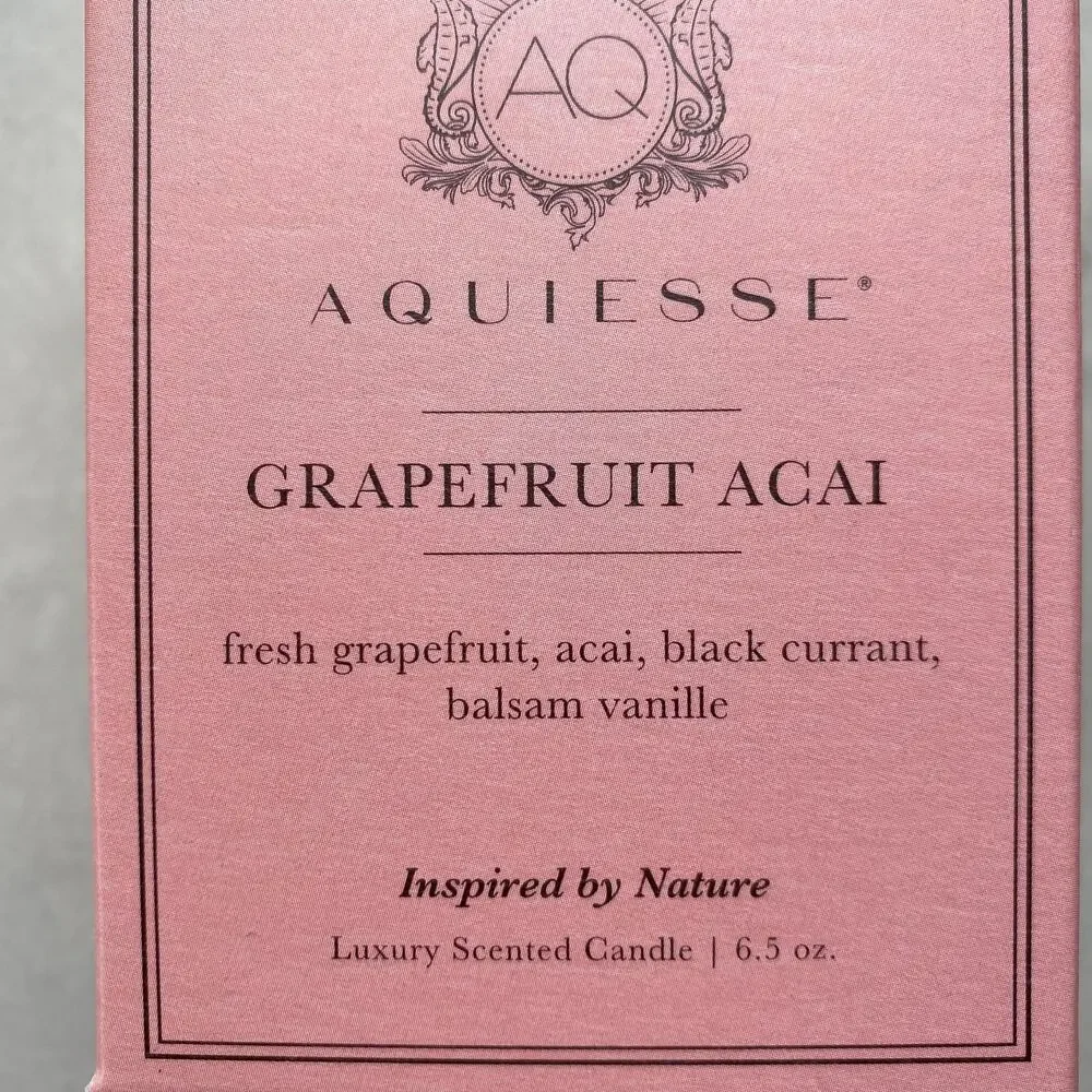 Aquiesse Luxury Soy Candle | 6.5 oz | White Grapefruit Acai Scent | NEW